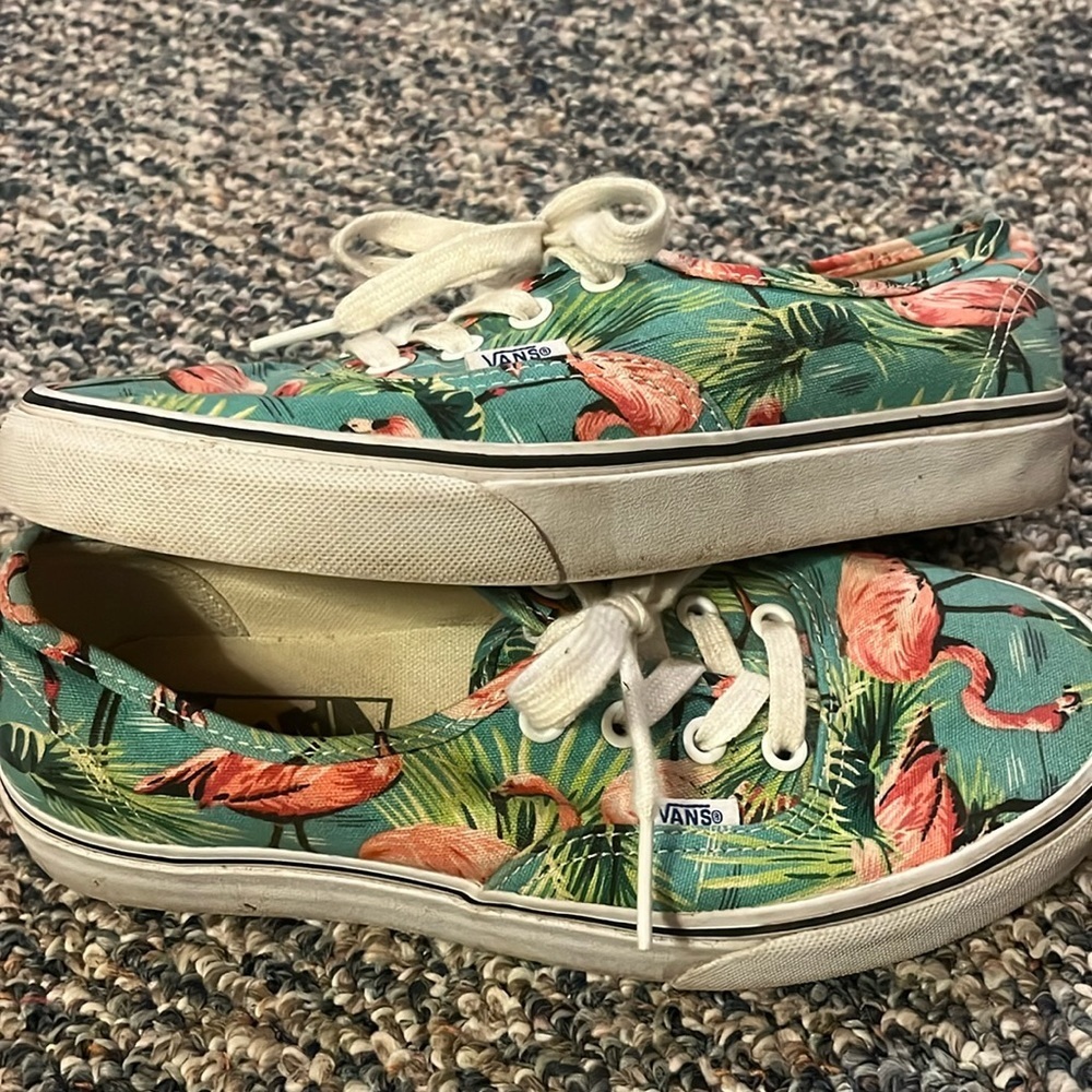 Vans Flamingo Print Sneakers - Green and Pink
